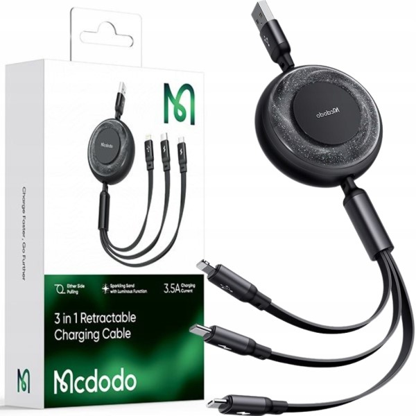 3in1 USB to USB-C / Lightning / Micro USB cable, Mcdodo CA-3570, 1.2m (black)