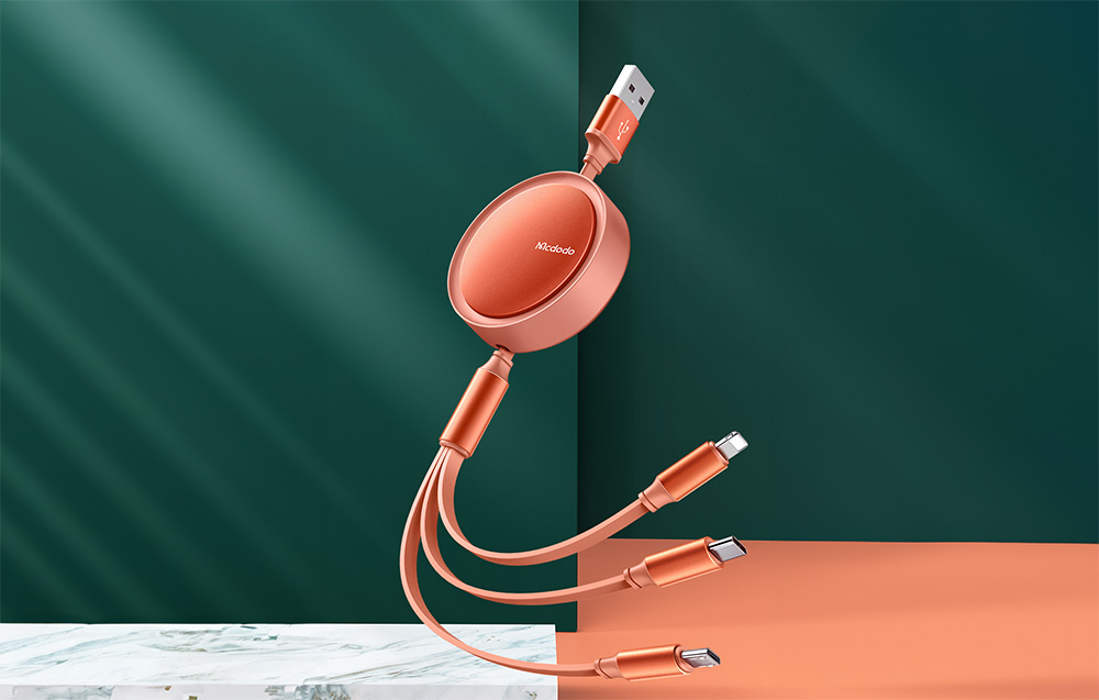 3 in 1 USB-A to Lightning + Micro + Type-C Data Cable  1.2m