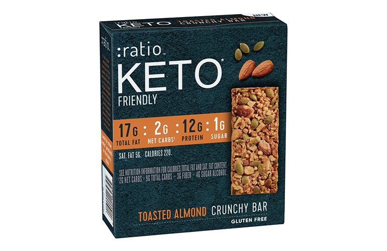 Keto Friendly Crunchy Bars, Roasted Almonds, Gluten Free Snack, 4 Count