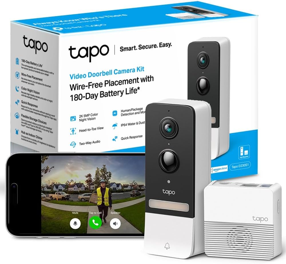 TP-LINK Tapo D230S1 Smart Battery Video Doorbell Camera Kit 2K