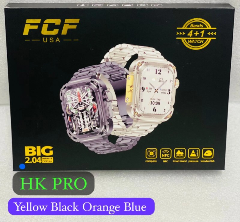 FCF Brand HK-PRO Smartwatch with 4 IN 1 Straps (Stainless steel included )