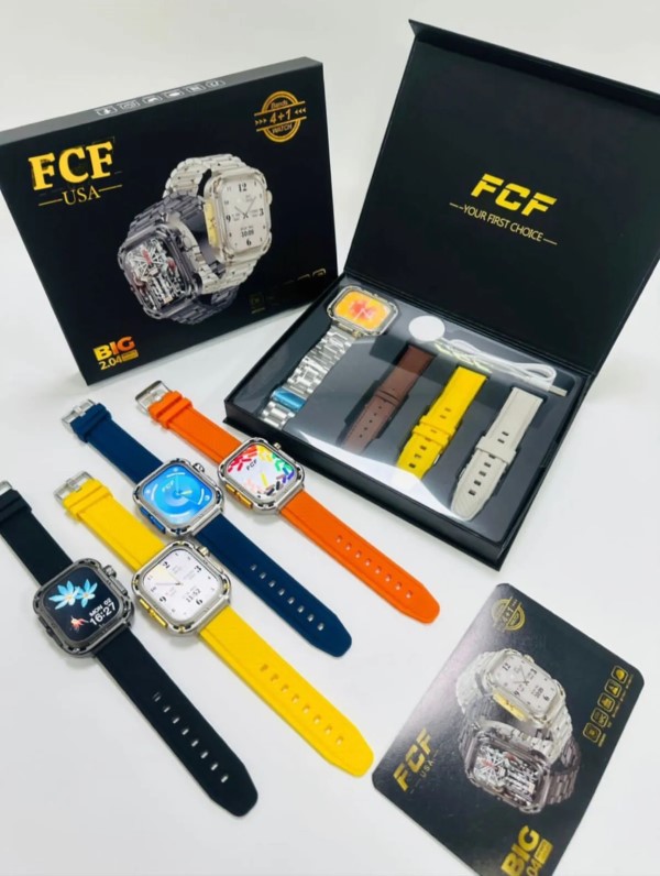 FCF Brand HK-PRO Smartwatch with 4 IN 1 Straps (Stainless steel included )