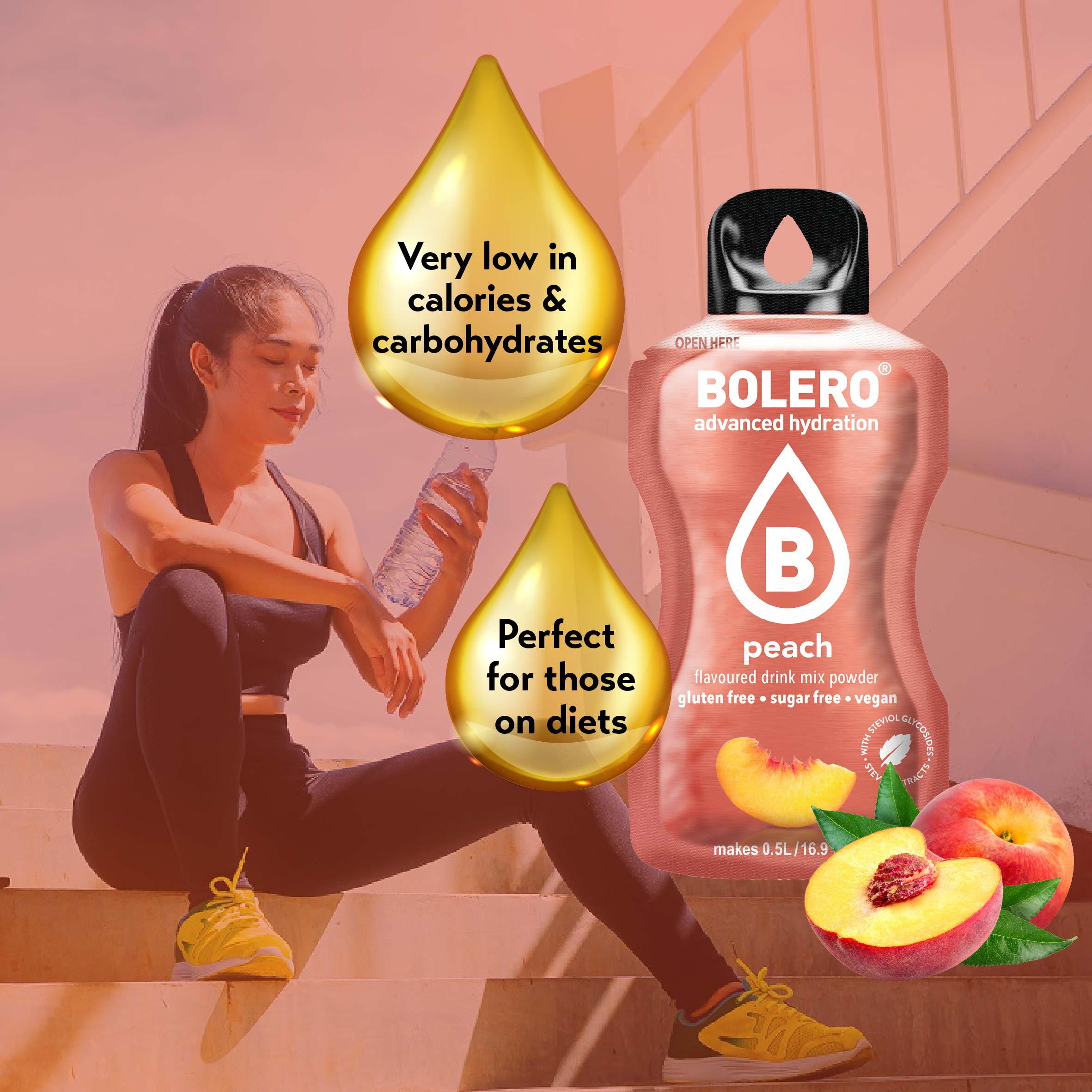 Bolero advanced hydration peach flavour