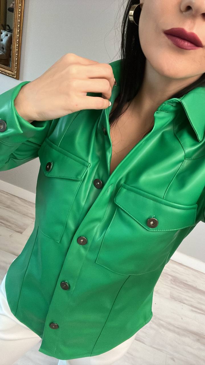Women's Two Pocket Leather Shirt