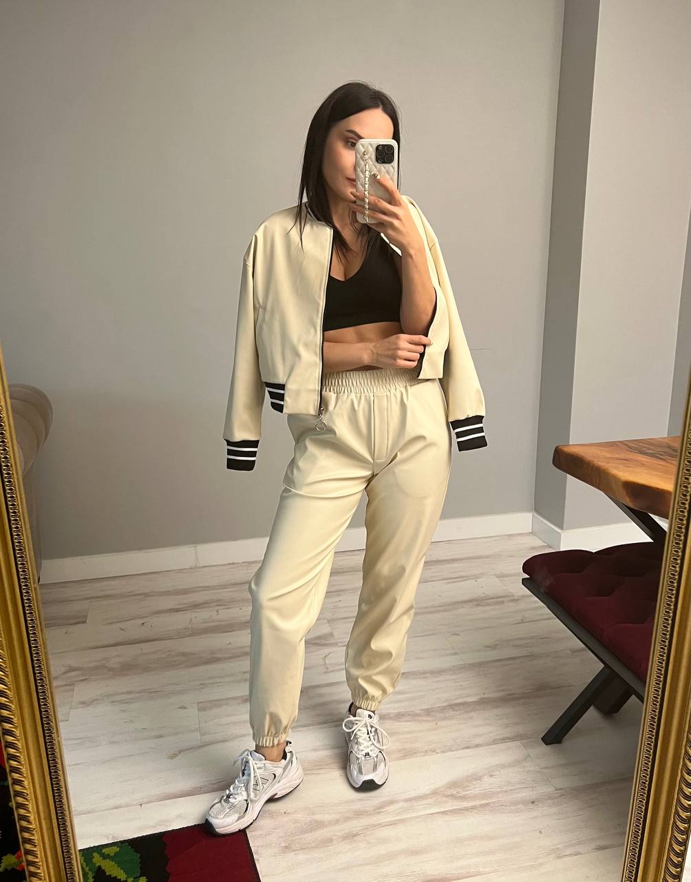 leather trousers with elasticated hems
