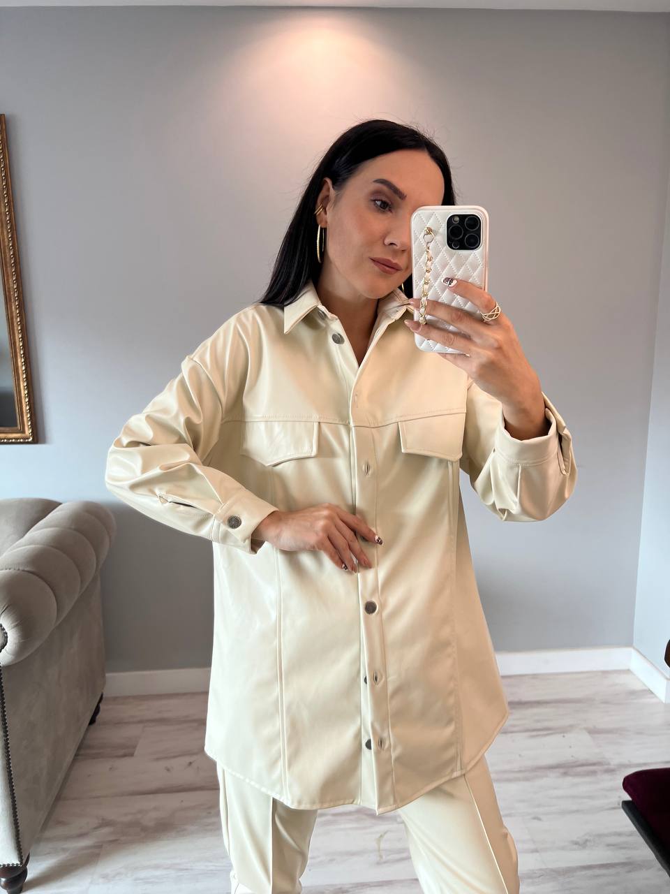 Women's leather shirt