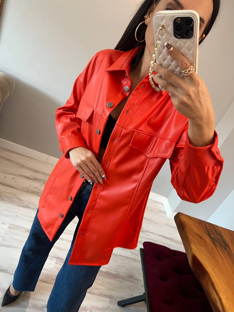 Women's leather shirt
