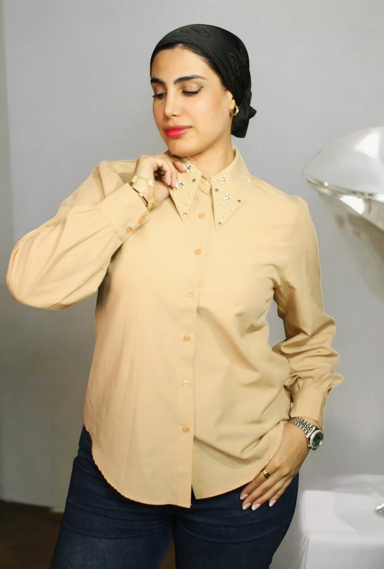 Stone Detail Shirt color option