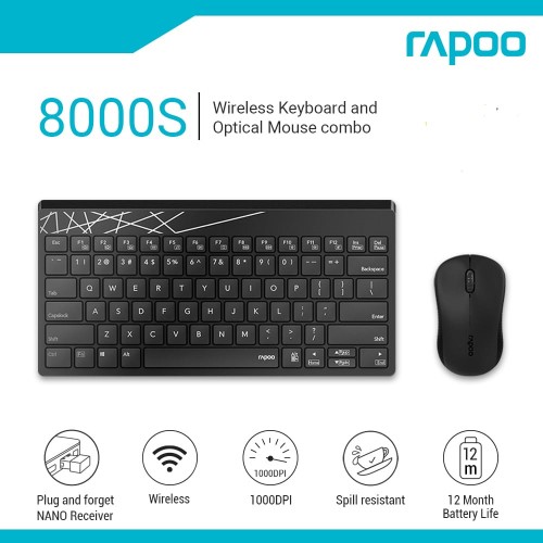 Rapoo 8000s Multi-Mode Wireless Keyboard and Mouse Combo