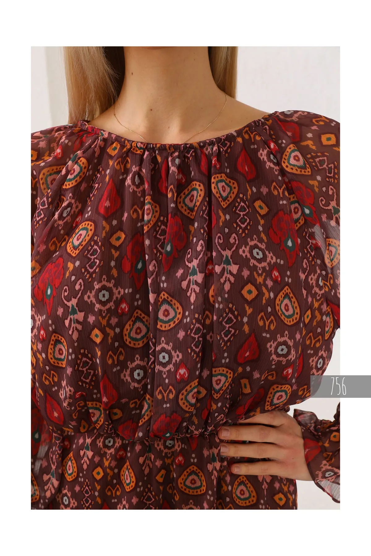 Miss Allos Colorful Lined Chiffon Dress