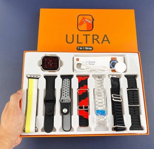 7 in 1 Ultra Smart Watch With 7 Straps for Men & Women (random color)