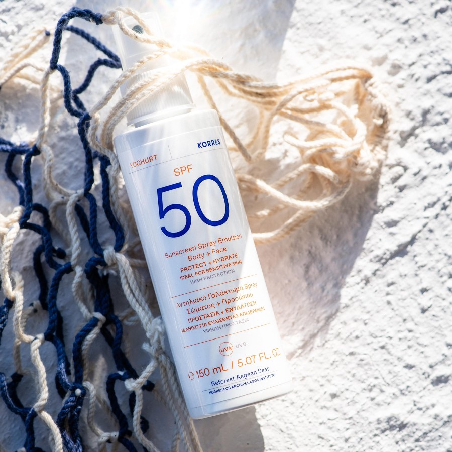 KORRES YOGHURT Sun Protection Spray SPF 50 for Face & Body, Waterproof Sun Protection for Sensitive Skin, 150 ml