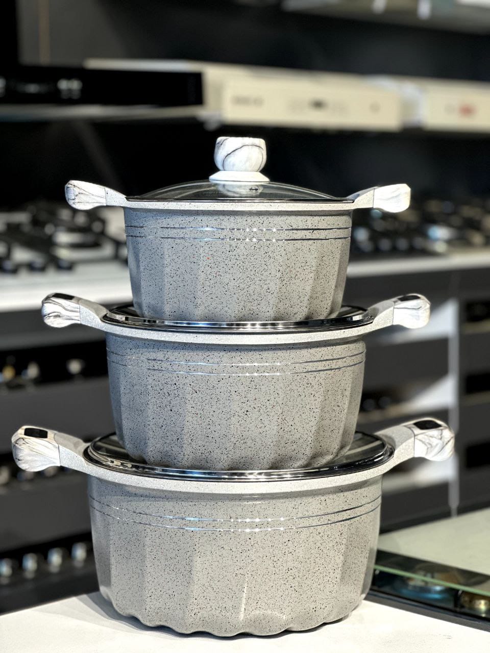 Life Smile 3 Piece Cast Aluminum Cookware Set with Granite Non-Stick Coating