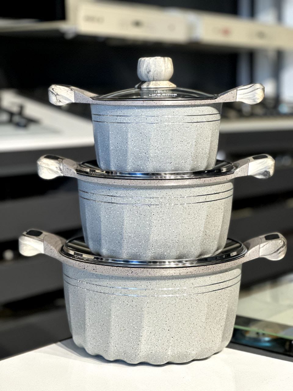 Life Smile 3 Piece Cast Aluminum Cookware Set with Granite Non-Stick Coating