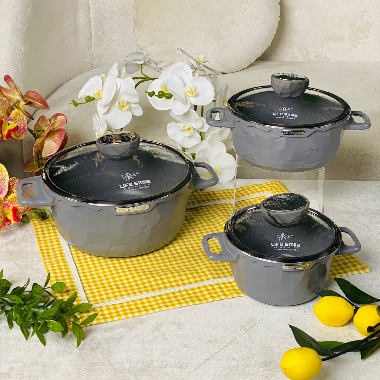 Life Smile 3 Piece Kitchen Cookware Set