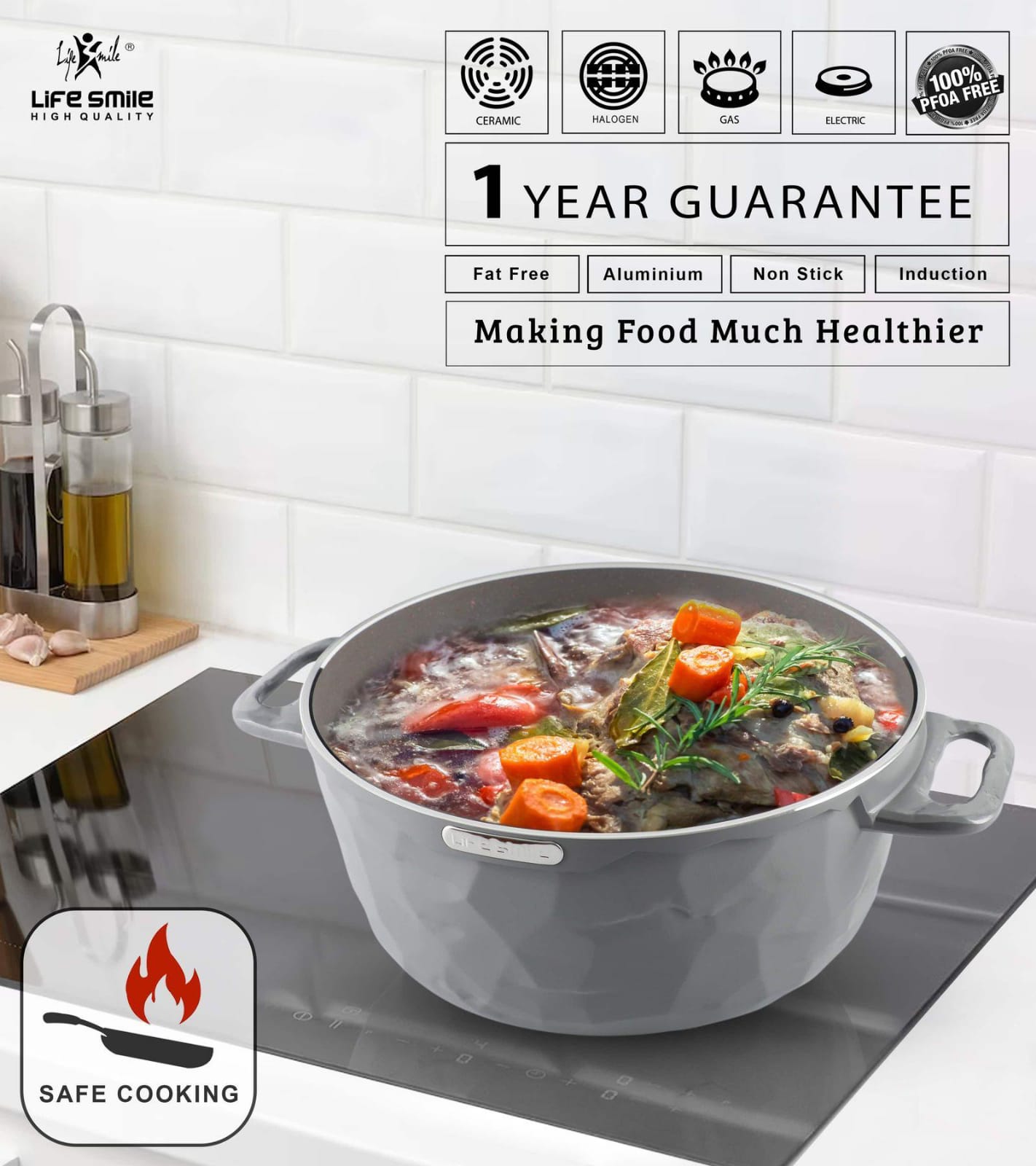 Life Smile 3 Piece Kitchen Cookware Set