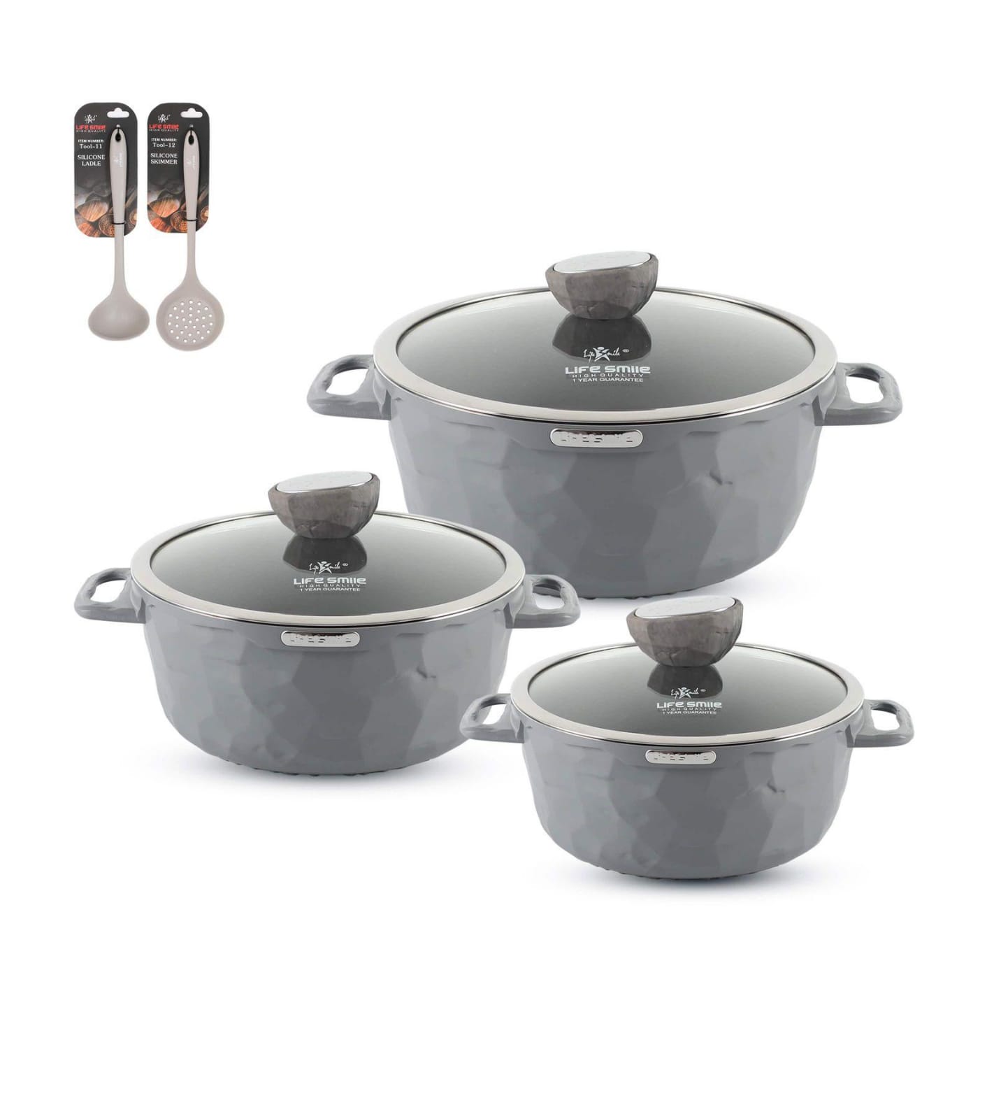 Life Smile 3 Piece Kitchen Cookware Set