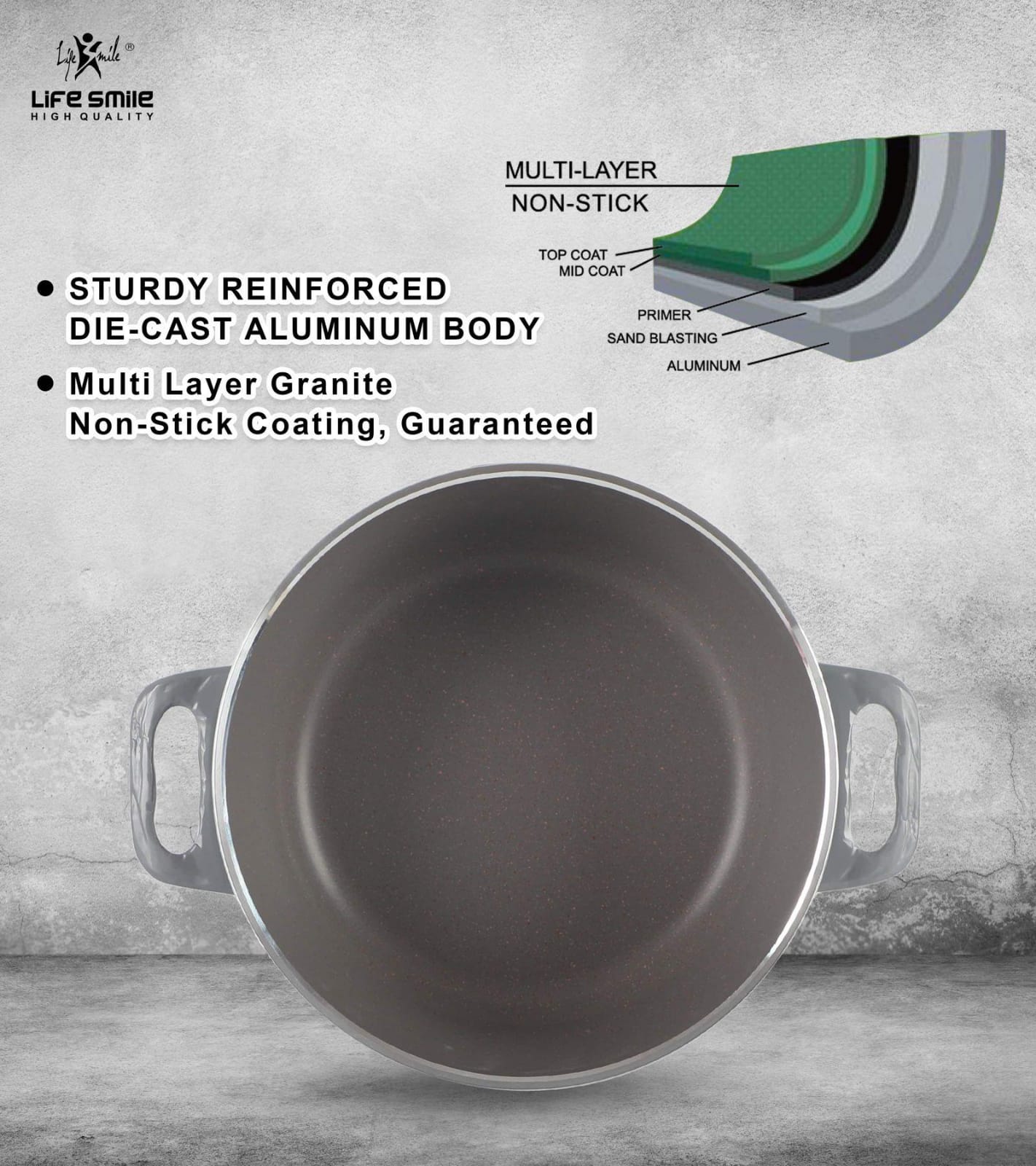 Life Smile 3 Piece Kitchen Cookware Set