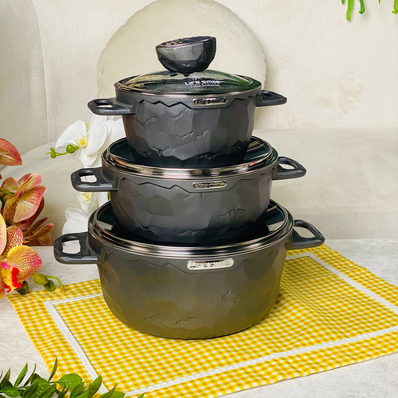 Life Smile 3 Piece Kitchen Cookware Set