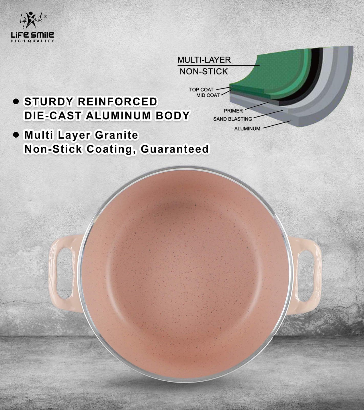 Life Smile 3 Piece Kitchen Cookware Set