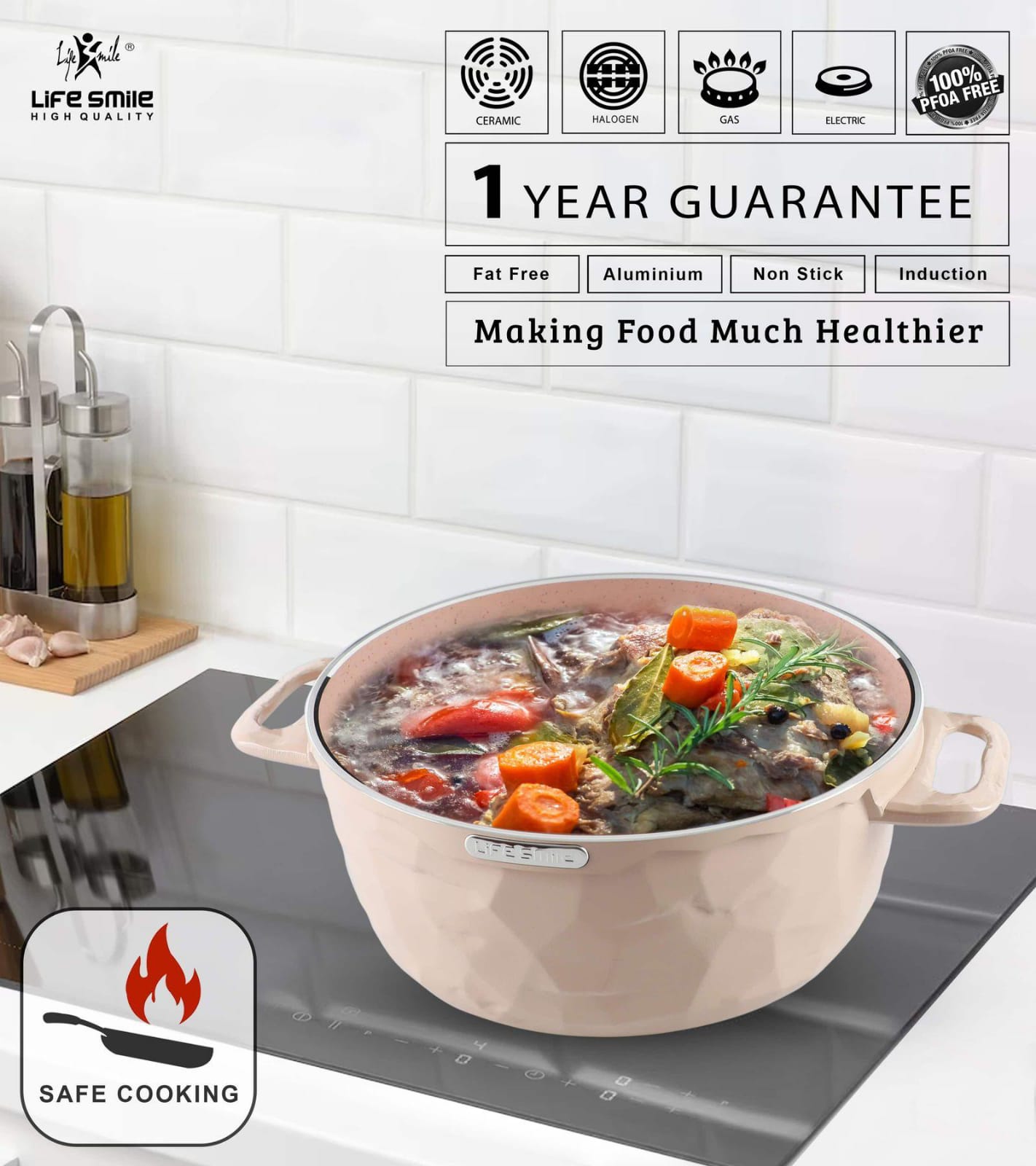 Life Smile 3 Piece Kitchen Cookware Set