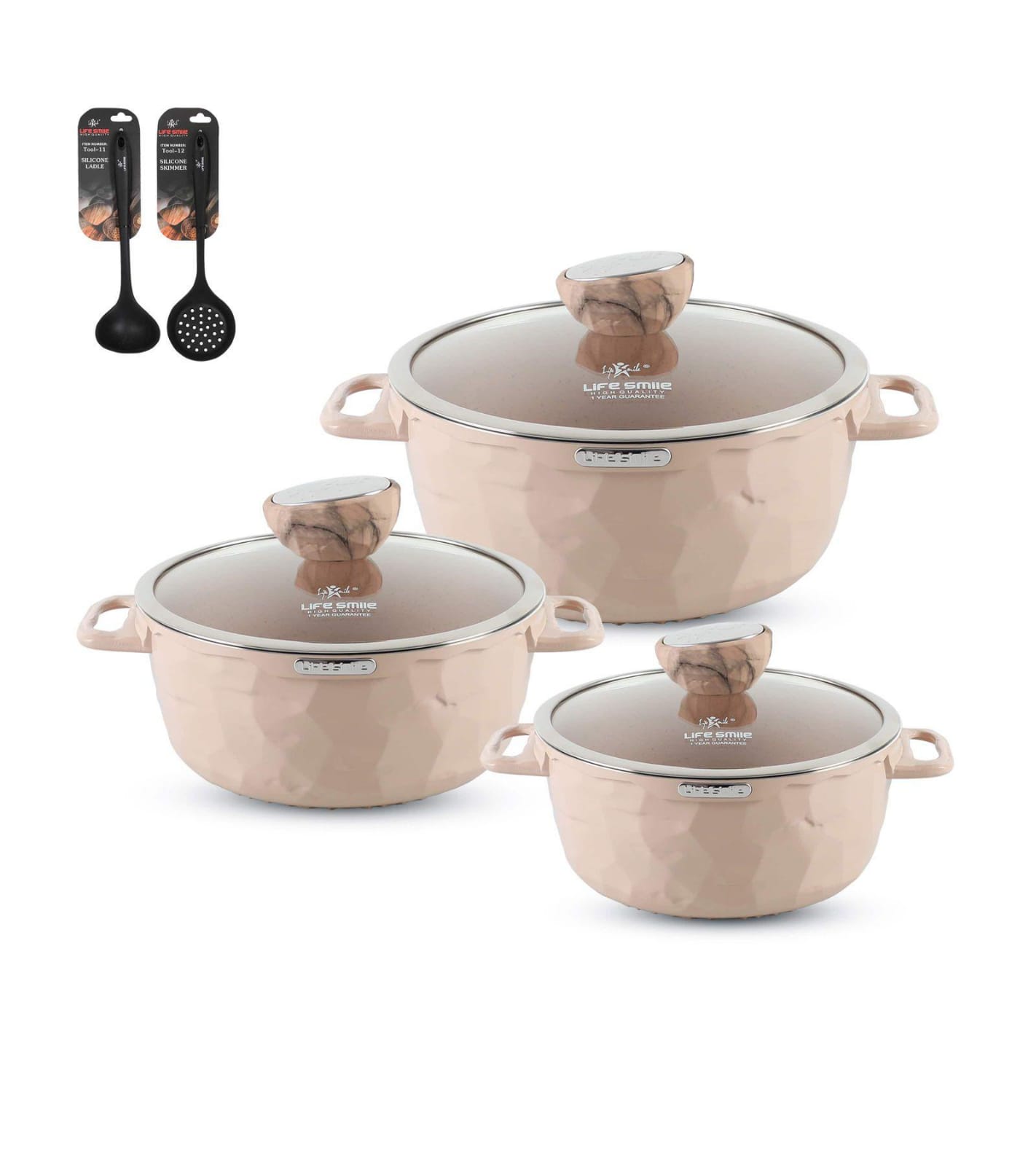 Life Smile 3 Piece Kitchen Cookware Set