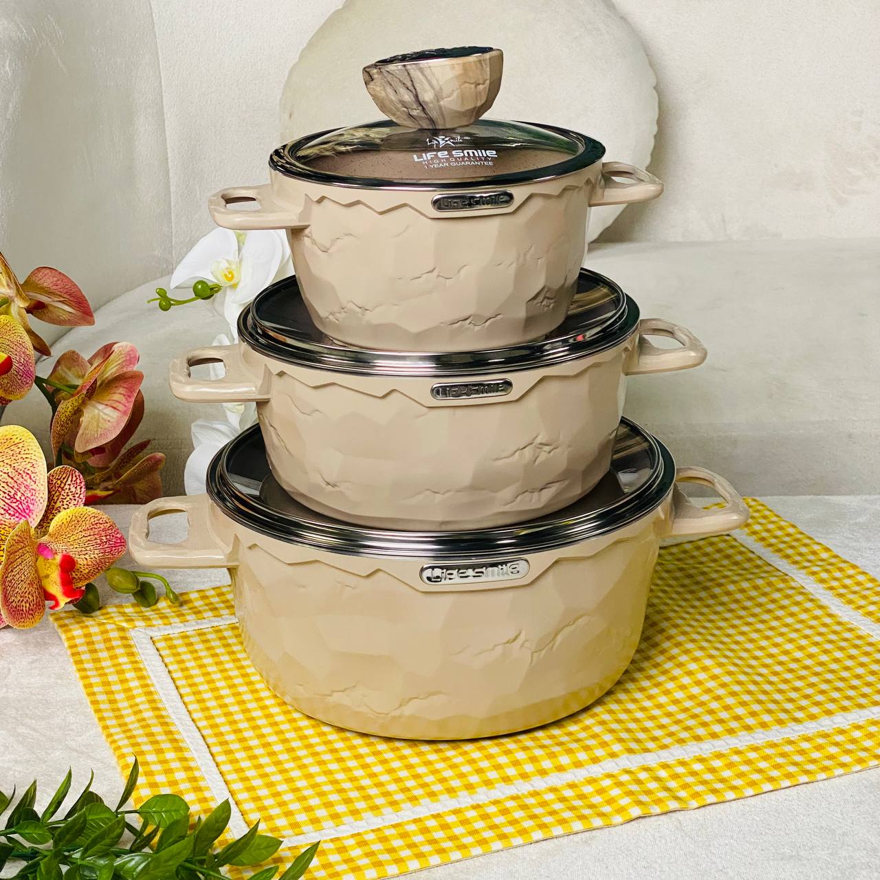 Life Smile 3 Piece Kitchen Cookware Set