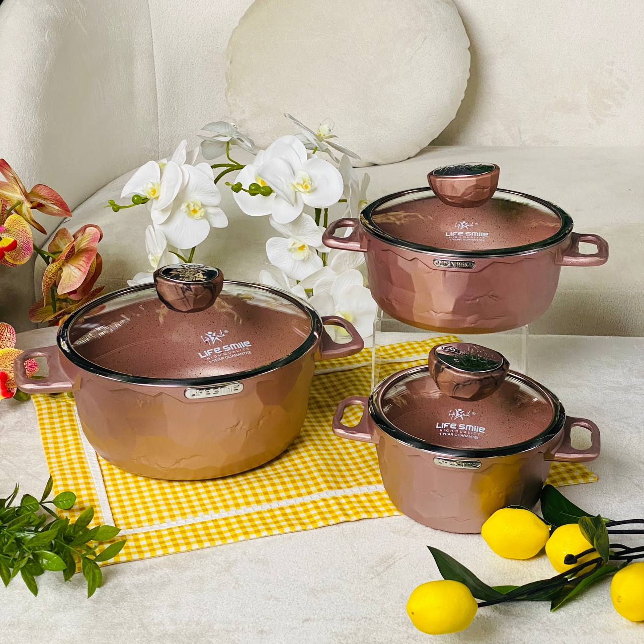Life Smile 3 Piece Kitchen Cookware Set