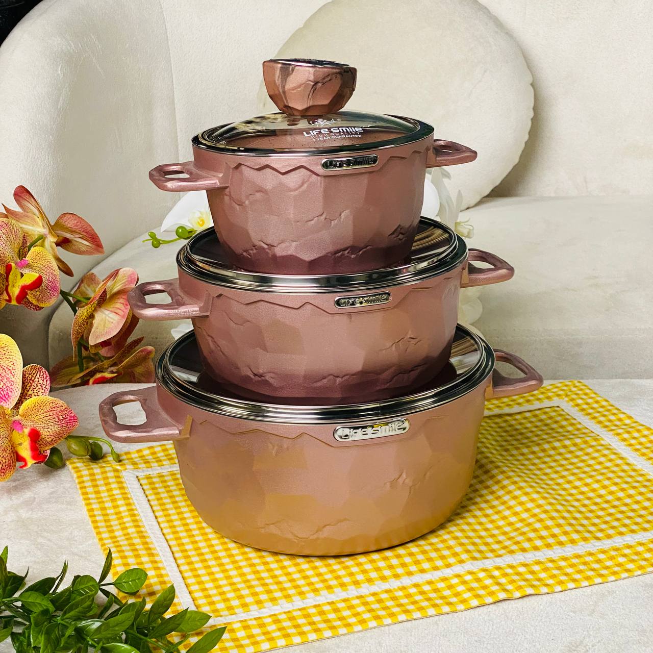 Life Smile 3 Piece Kitchen Cookware Set