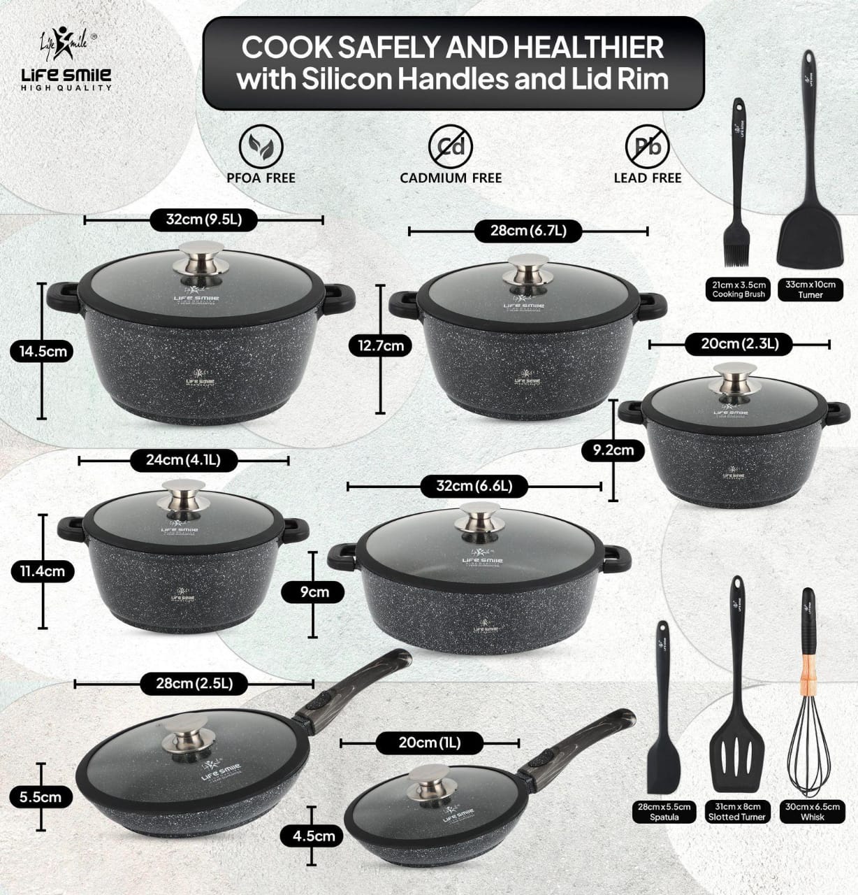 Life Smile 7Piece Kitchen Cookware Set