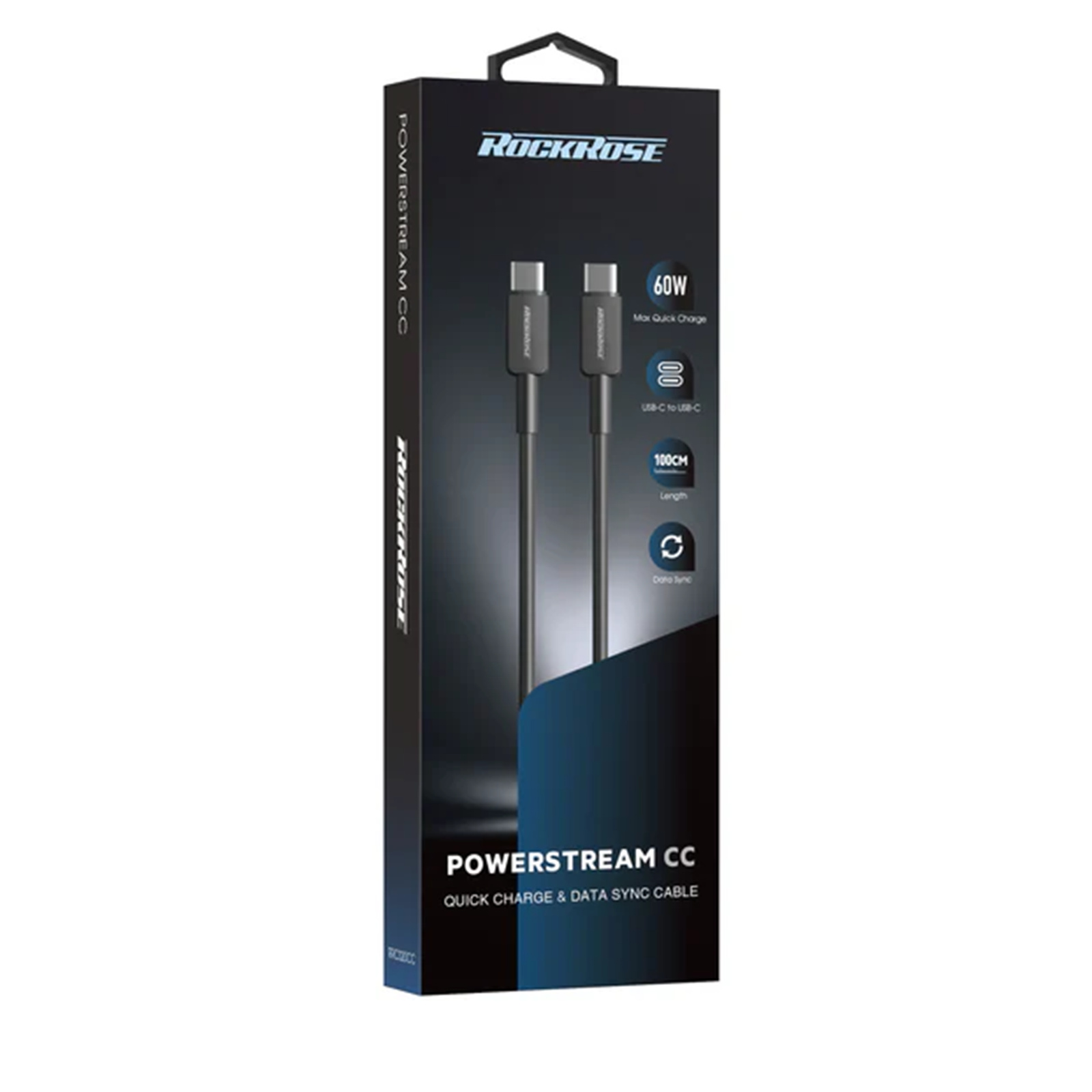 RockRose Powerstream 1m USB-C to USB-C Charge & Data Sync Cable