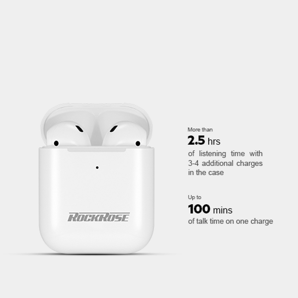 Rockrose Opera II Bluetooth Wireless Earbuds, White - RRWE11