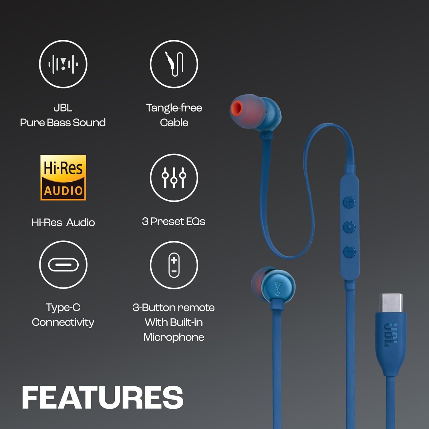 JBL Wired in-Ear Type C Headphones