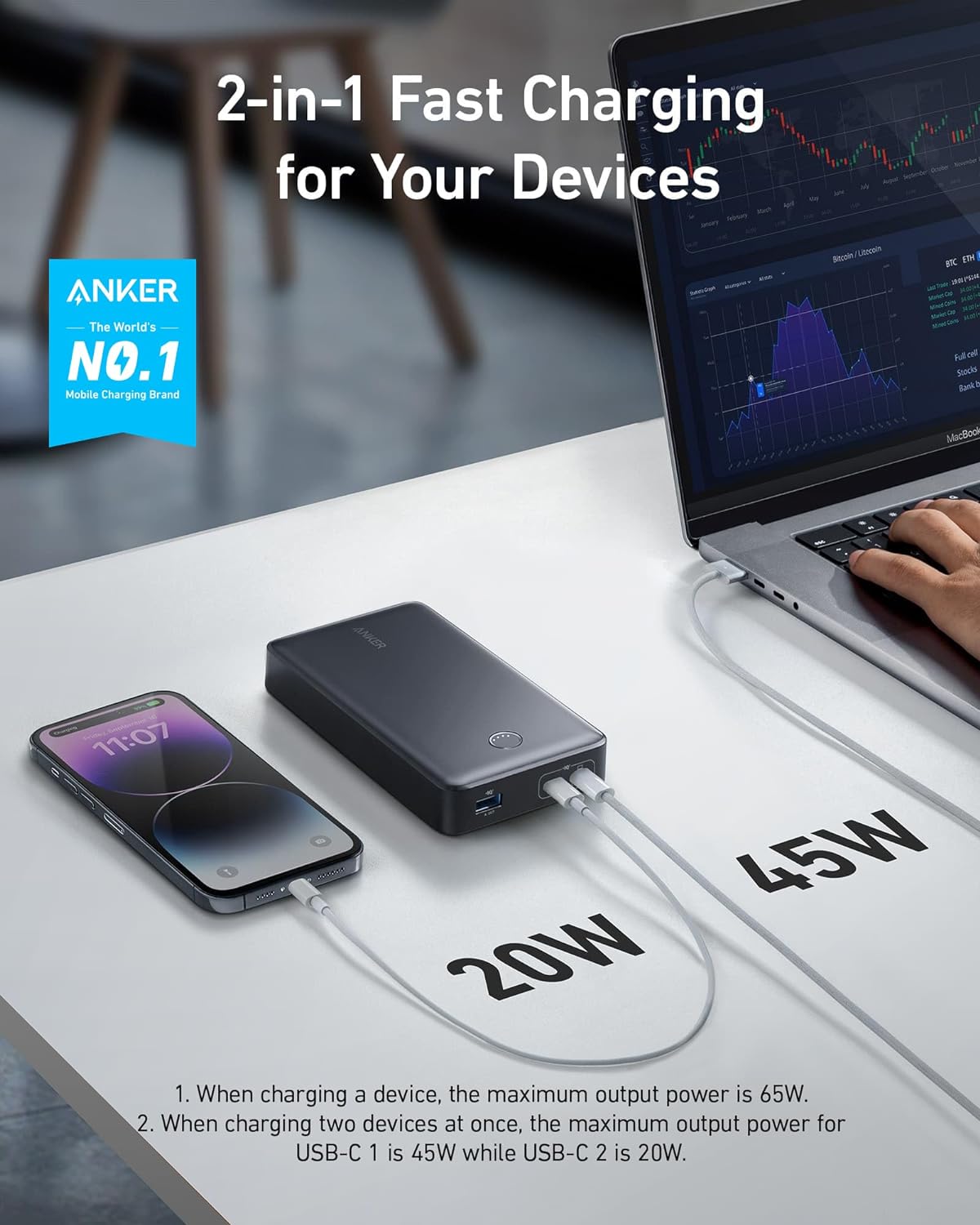 Anker 537 Power Bank (PowerCore 24K mAh 65W for  Laptop