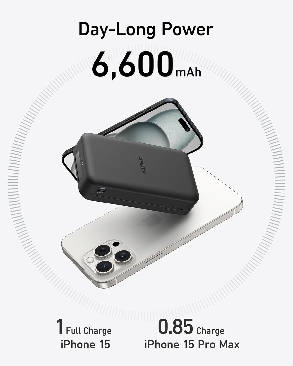 Anker MagGo Qi2 Power Bank 6600 mAh with  Adjustable Phone Stand