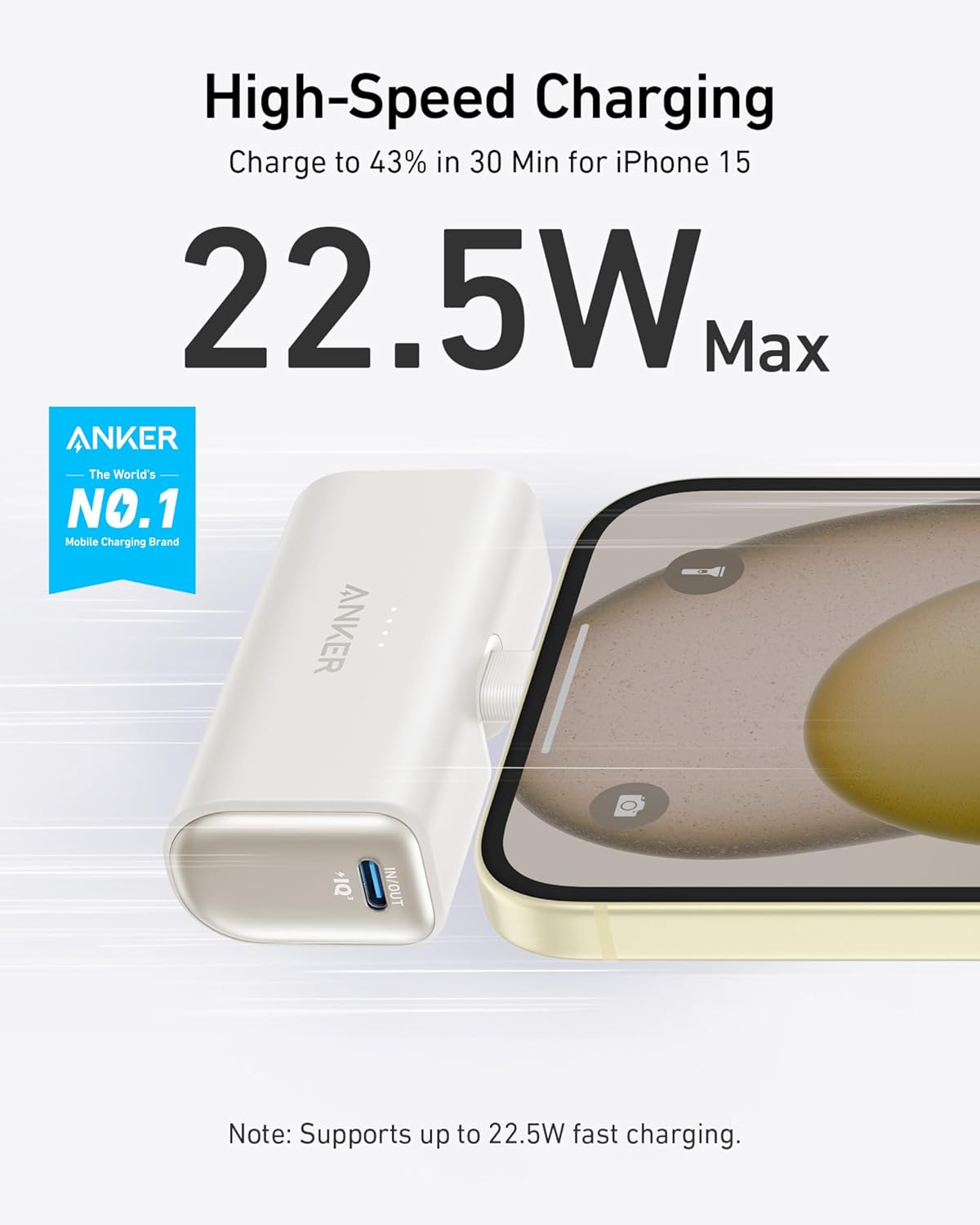 Anker Nano Power Bank 5000 mAh 22.5W Built-In USB-C  Connector