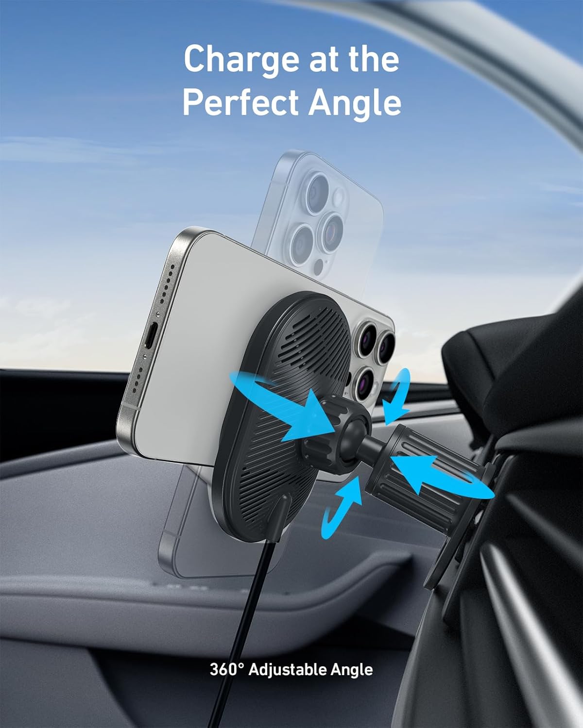 Anker MagSafe Car Charger 15W Qi2 With 360° Phone  Holder