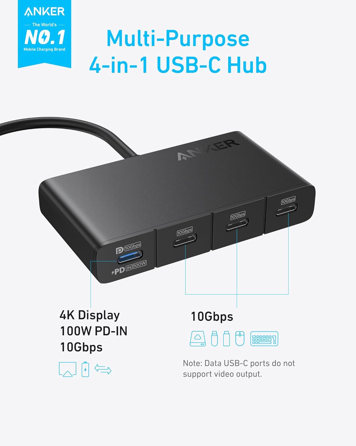 Anker 4-in-1 USB-C Display Hub with PD (A8340HA1-5)