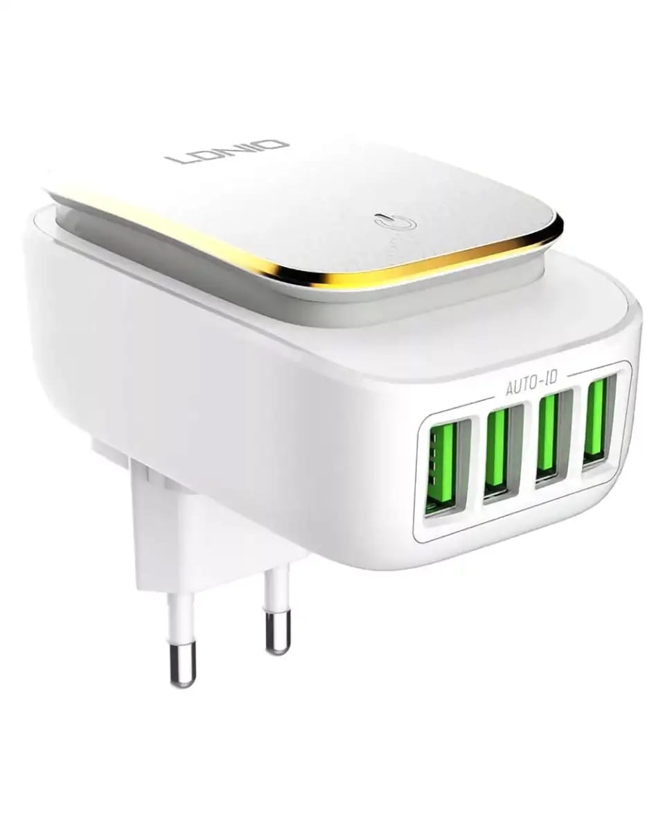 Wall Charger With Night Light Function LDNIO A4405, 3x USB, 22W (White)