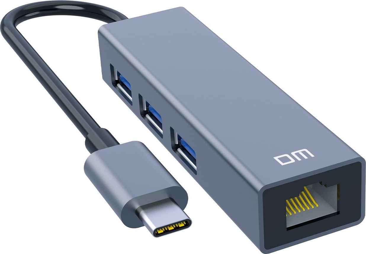 Type-C to 3 USB 3.0 HUB + RJ45 - 1000Mbps Ethernet  15CM