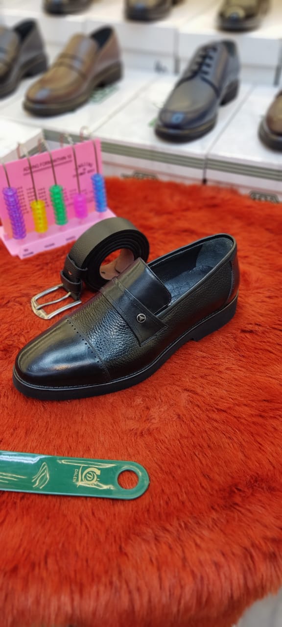 Men's formal shoes genuine leather+gift belt