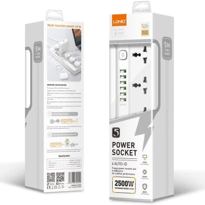 إل دي إن آي أو إل دي إن آي أو موزع طاقة SC5614 مع 5 مقابس و6 منافذ USB power: 2m