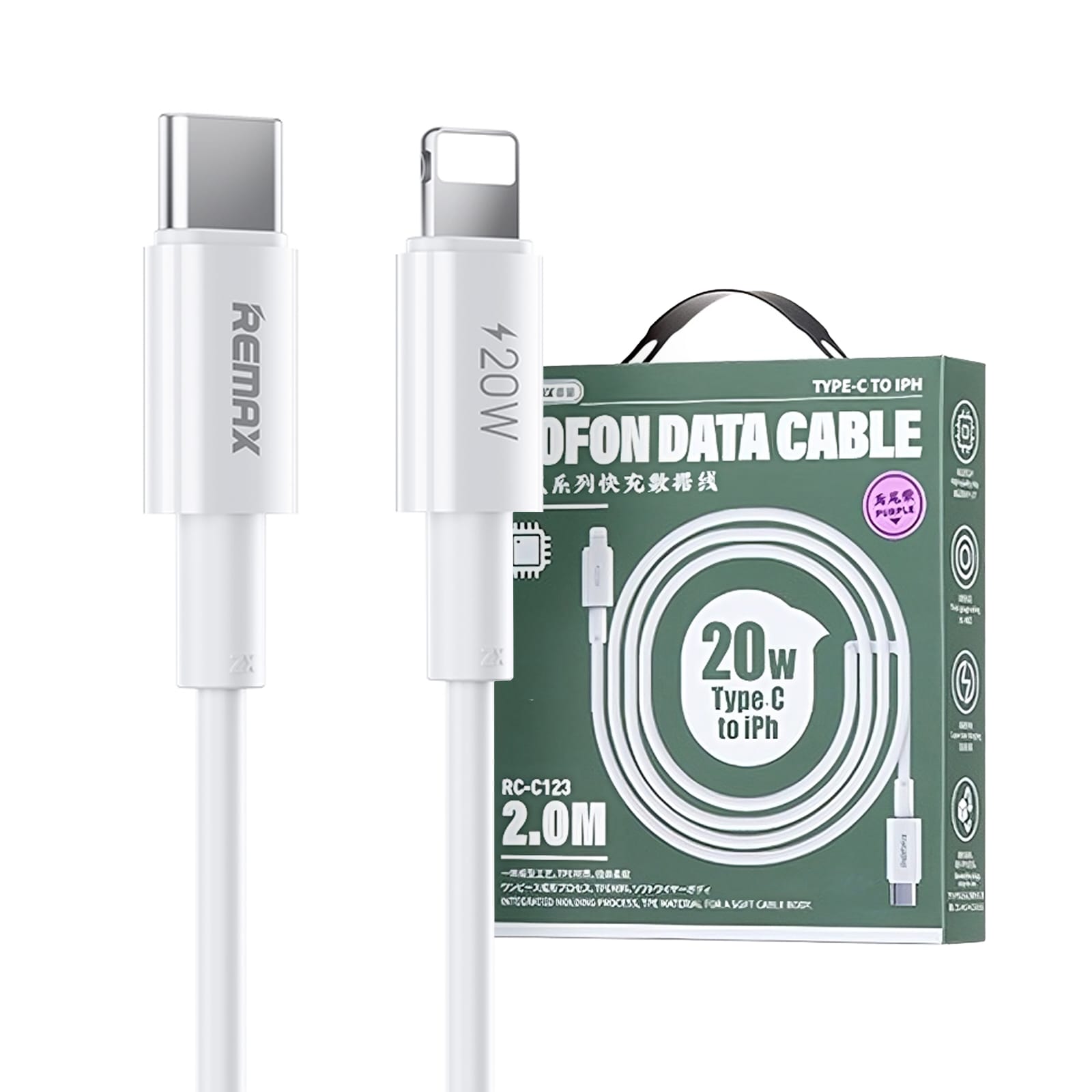 Cable C to Lightning 2M (RC-C123,White) - REMAX charging cable