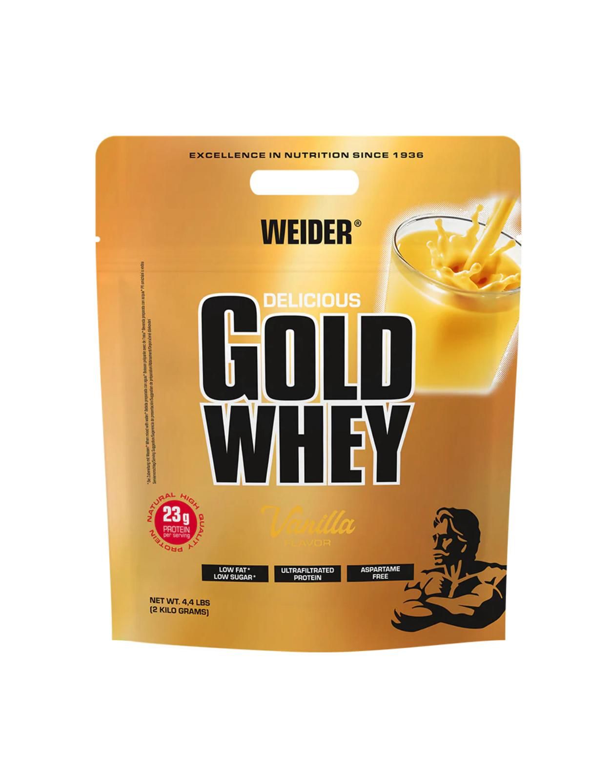 Weider Gold Whey Protein, Vanilla, Natural Protein Source, 24g of Protein Per Serving, 500g