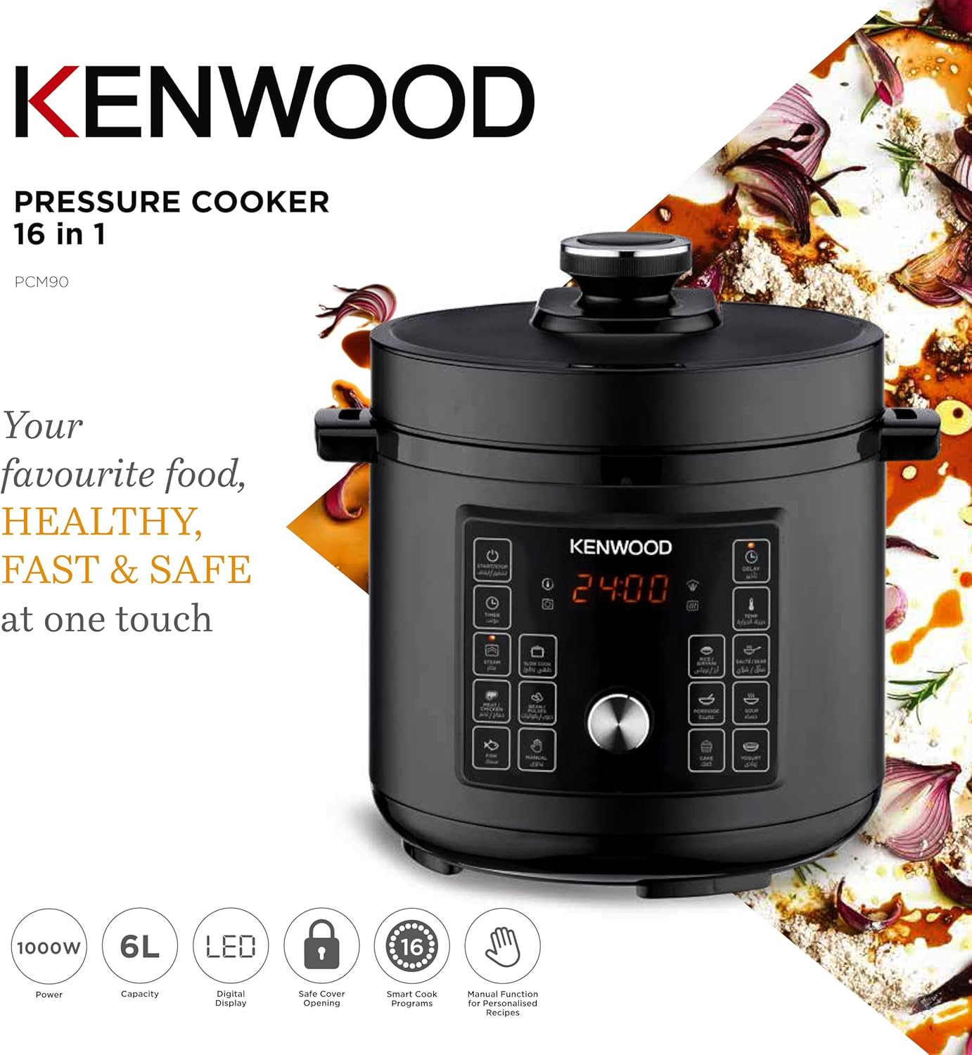 KENWOOD Electric Pressure Cooker 6L Smart Steam Pot 16-in-1 Multifunctional