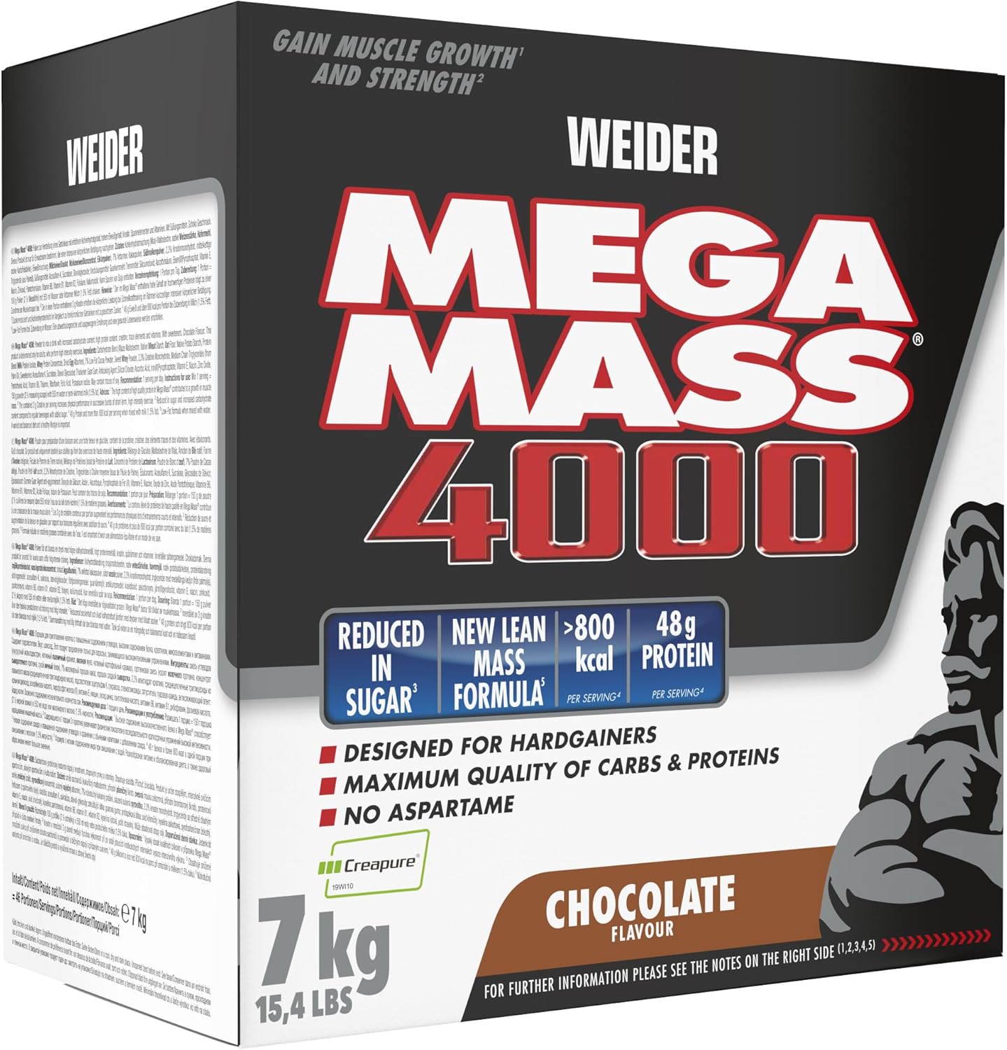 Weider Mega Mass 4000 Weight Gainer Shake for Growth, Chocolate, with Protein