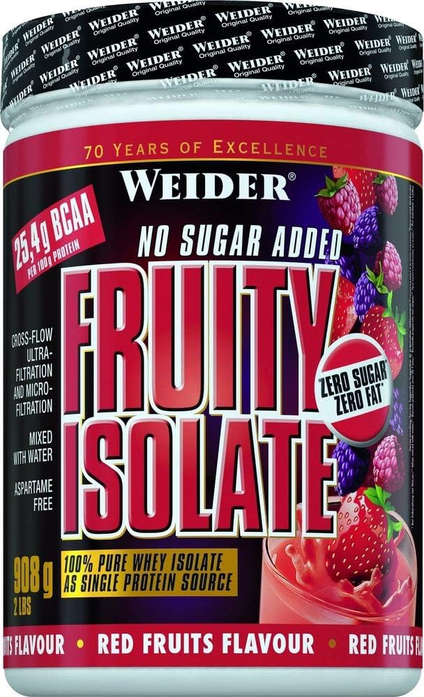 Weider Fruity Isolate, 100% Pure Whey Protein Isolate, Zero Sugar, Zero Fat, BCAAs, 908g