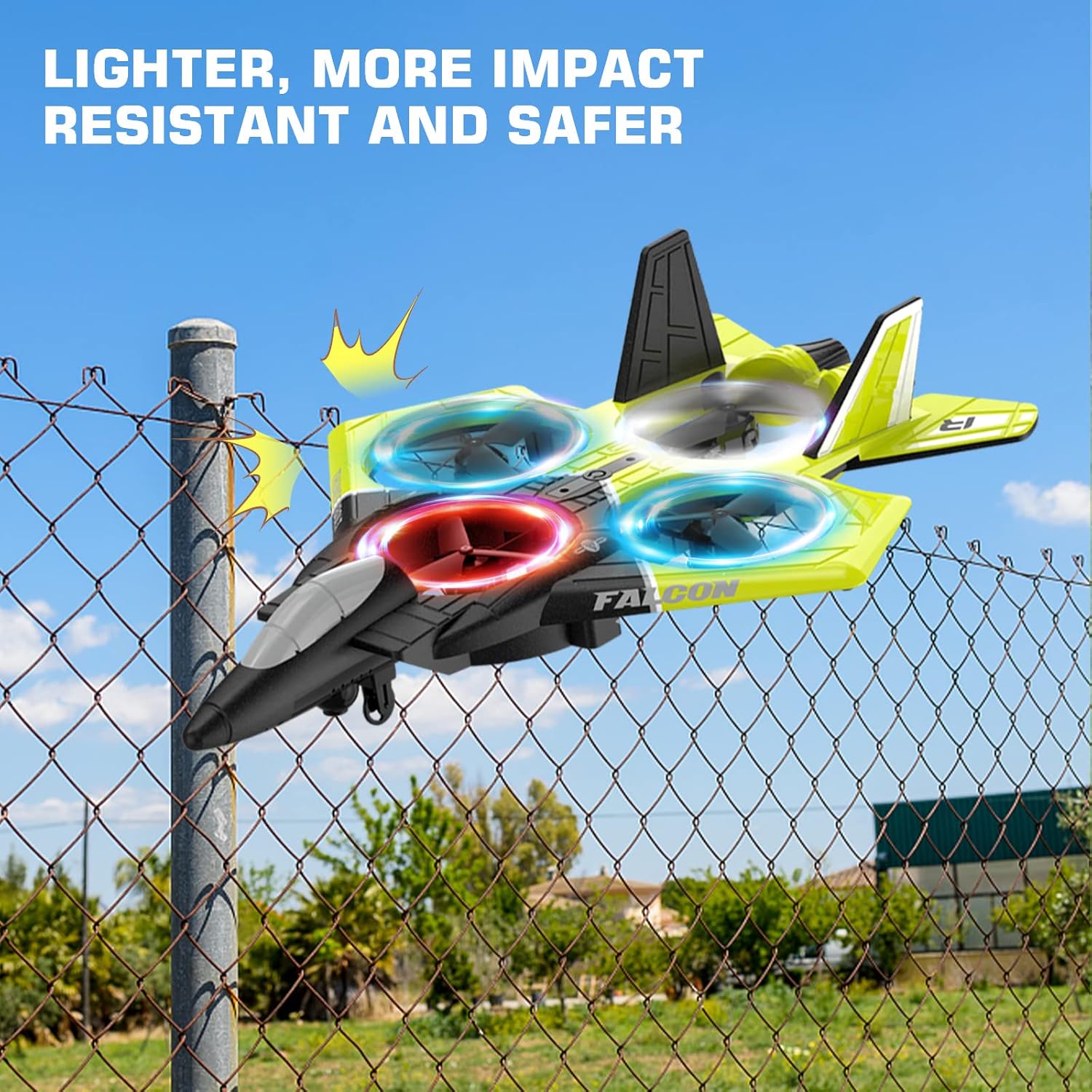 IDEA13 RC Airplane, Drone 2.4Ghz Stunt Fighter with Lights, 3 Speeds Headless Mode 360° Rotate