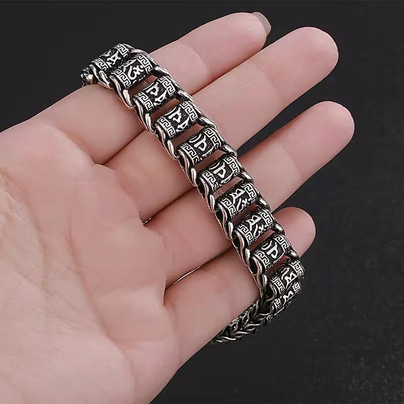 Simple and generous silver men's bracelet retro style