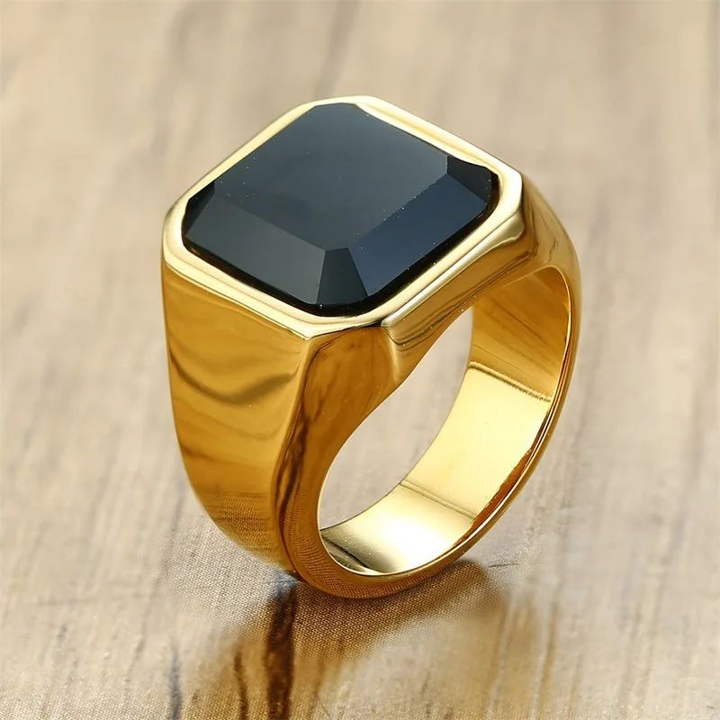 Stylish Men's Natural Stone Signet Rings